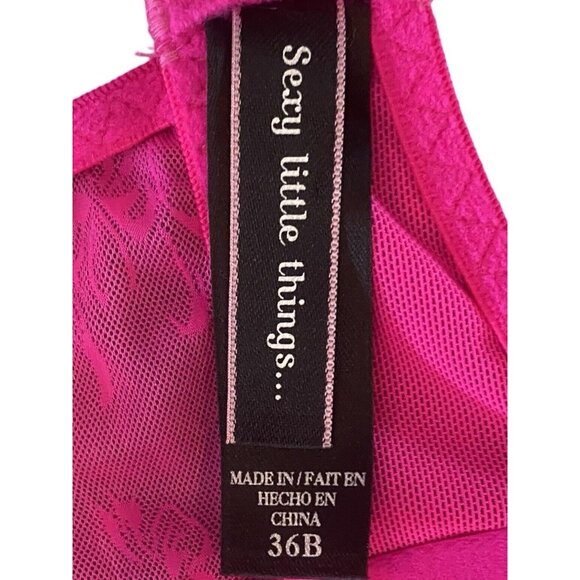 Victoria's Secret "Sexy Little Things" Hot Pink Mesh Ruched Camisole Size 36B - Picture 4 of 4